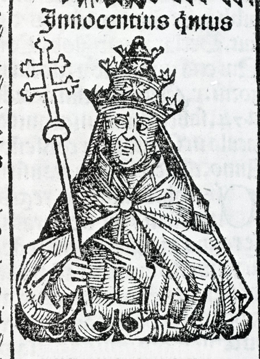 Portret van paus Innocentius IV (1195 - 1254) in Liber chronicarum door Hartmann Schedel Neurenberg 1497 door Hartmann Schedel