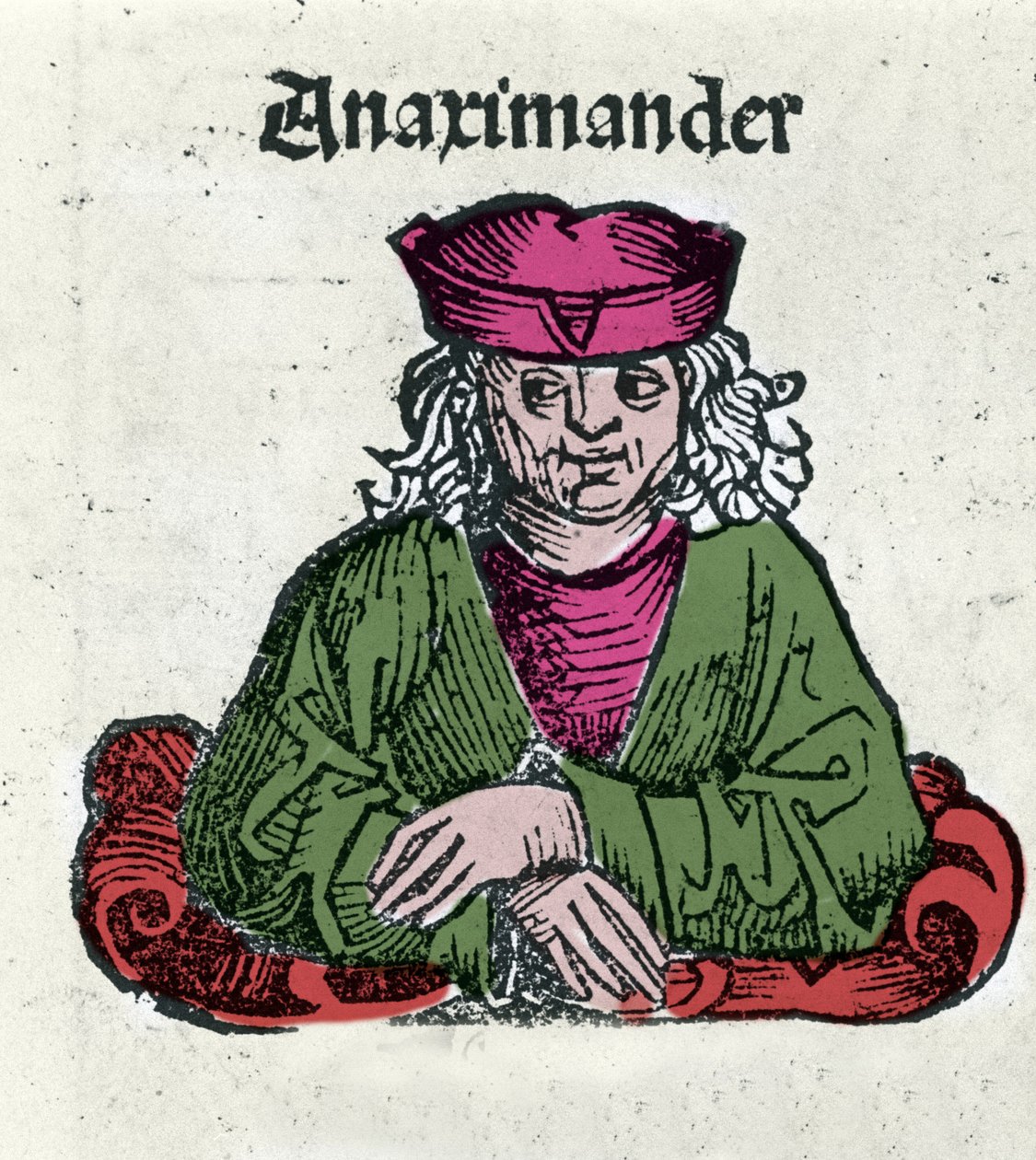 Representatie van Anaximandros of Anaximander De Miletus (610 - 547 v.Chr.), Griekse filosoof, wiskundige en astronoom. Houtsnede uit 