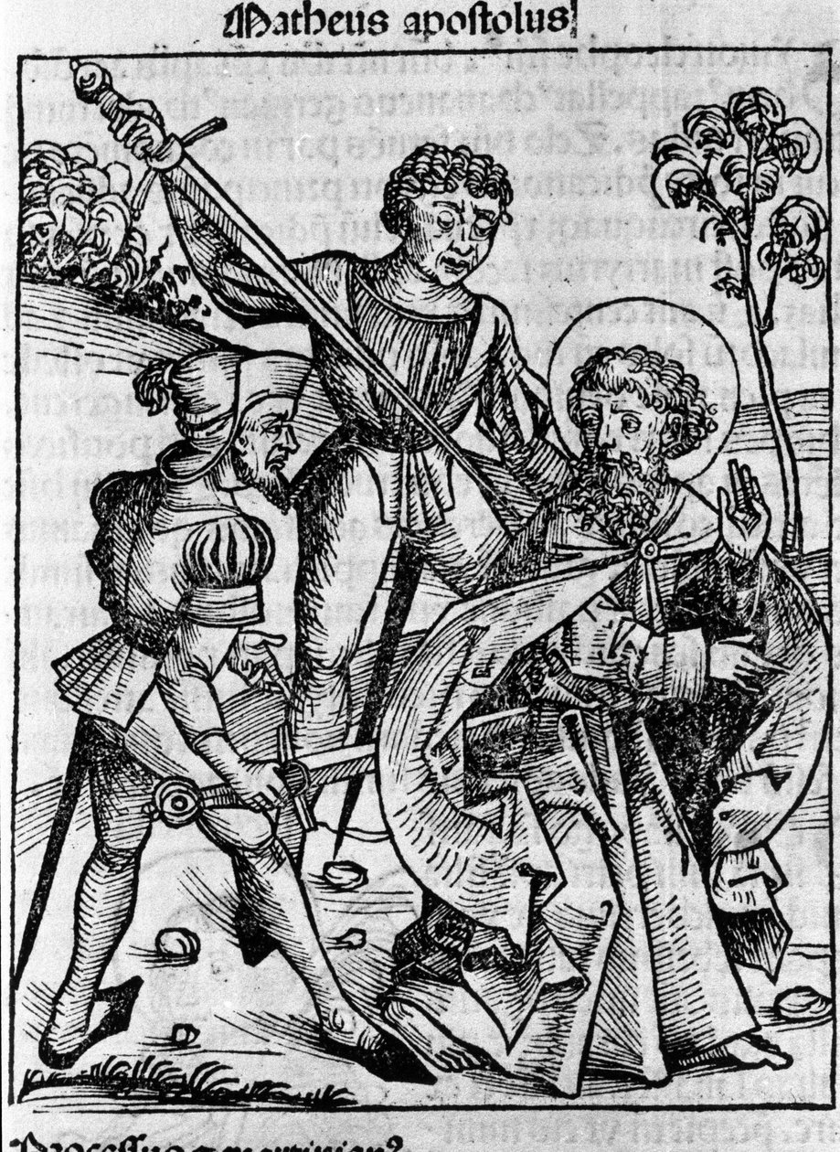 Afbeelding van de evangelist Sint Mattheüs. Gravure uit 