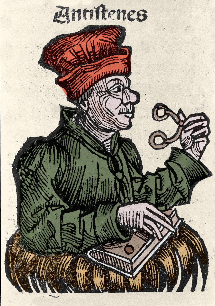 De Griekse filosoof Antisthenes (444-365 v.Chr.). Houtsnede uit 