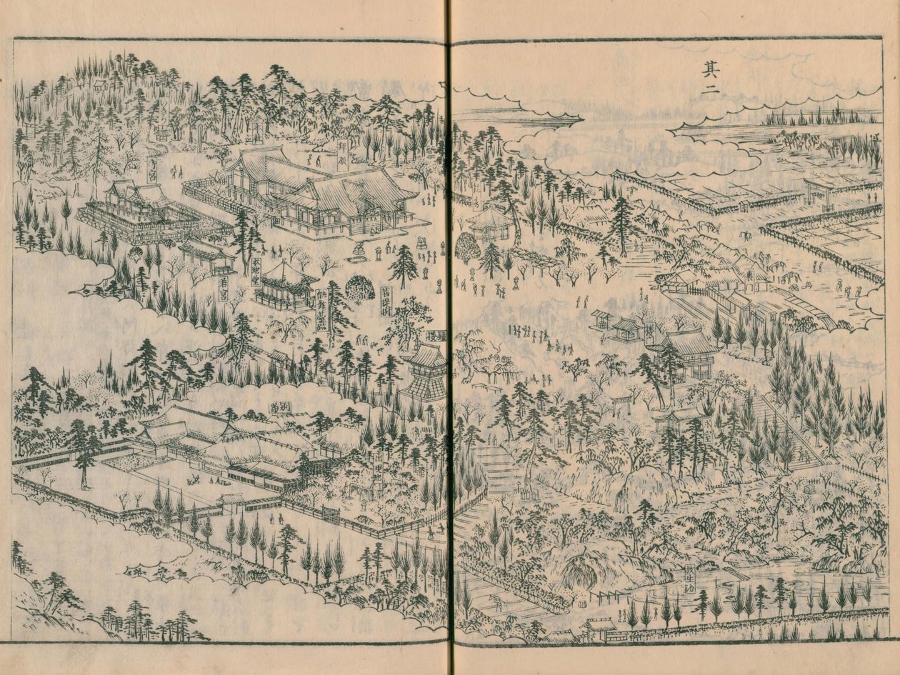 Takata Hachimangū-schrijn in Edo Meisho Zue vol. 4 (boek 11) door Hasegawa Settan