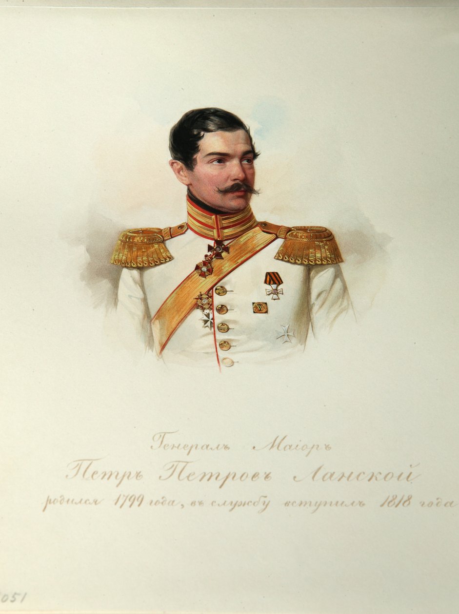 Portret van Generaal Pyotr Petrovich Lanskoy 1799-1877 Uit het Album van de Keizerlijke Huzaren, 1846-1849 door Hau
