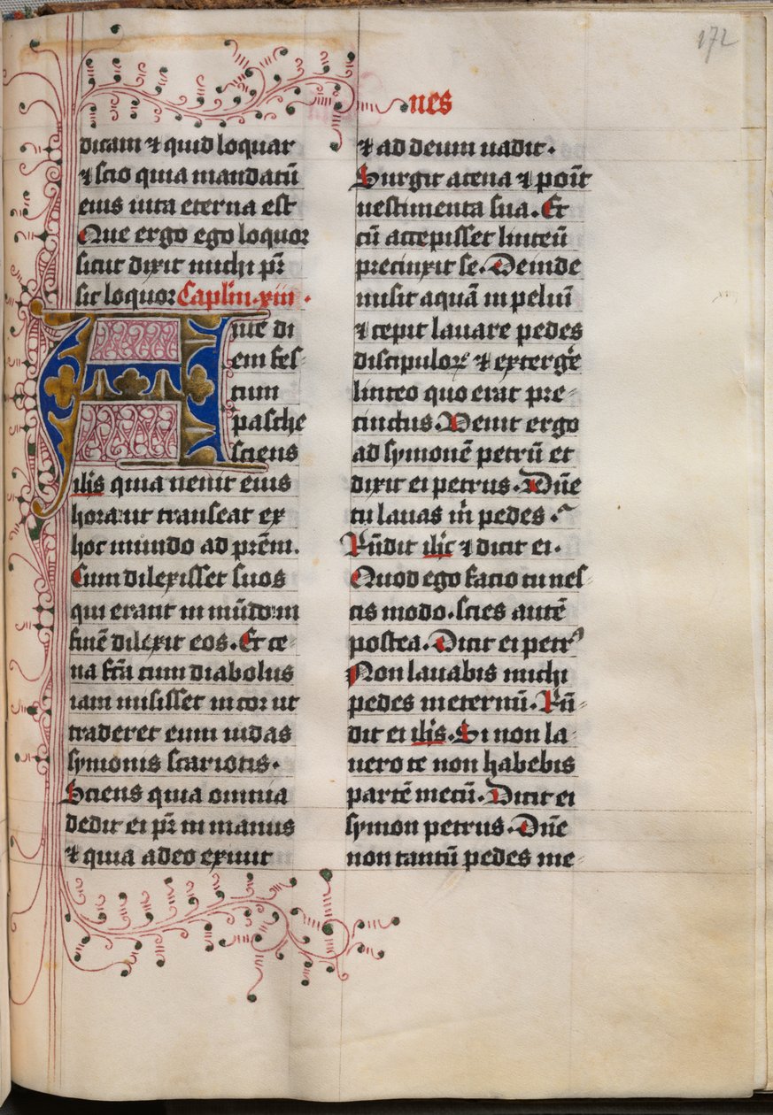 Evangelieboek met Evangelistenportretten: Versierde Initiaal, ca. 1480 door Hausbuch Master