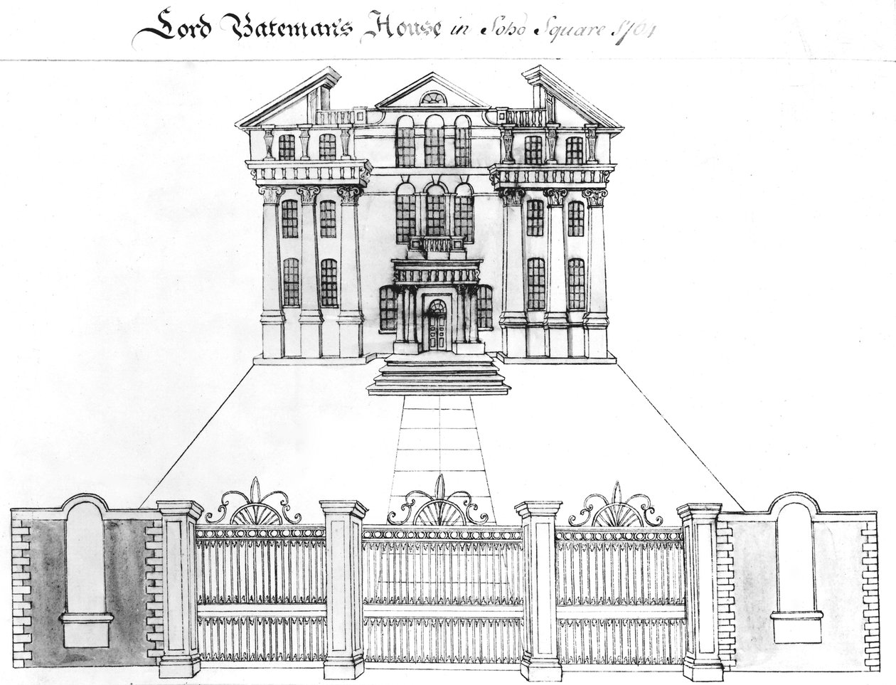 Huis van Lord Bateman in Soho Square, 1764 door Haynes King