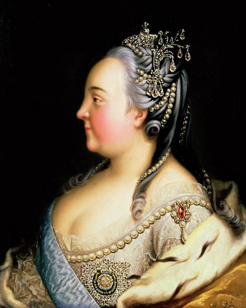 Portret van Elizabeth Petrovna (1709-62) Keizerin van Rusland, ca. 1768 door Heinrich Buchholz