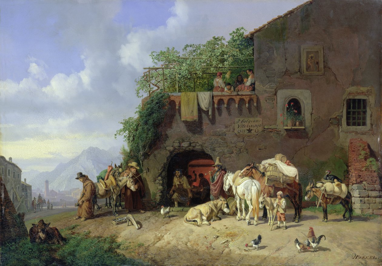 Italiaanse dorpssmederij door Heinrich Burkel