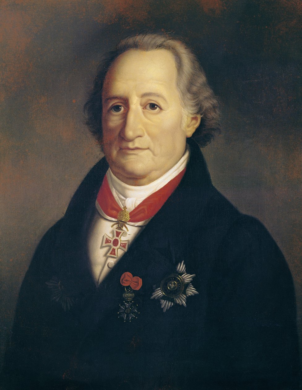 Portret van Johann Wolfgang von Goethe (1749-1832) met decoraties door Heinrich Cristoph