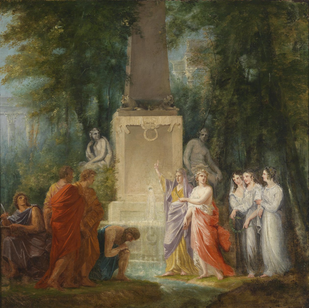 Dichters drinken aan de Kastalische Bron het Water van de Waarheid, Ontwerp voor een Theatervoorhang door Heinrich Füger