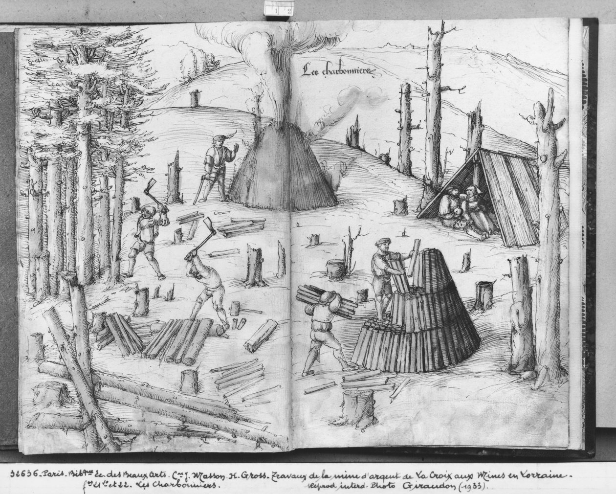 Zilvermijn van La Croix-aux-Mines, Lorraine, kolenmannen, ca. 1530 door Heinrich Gross or Groff