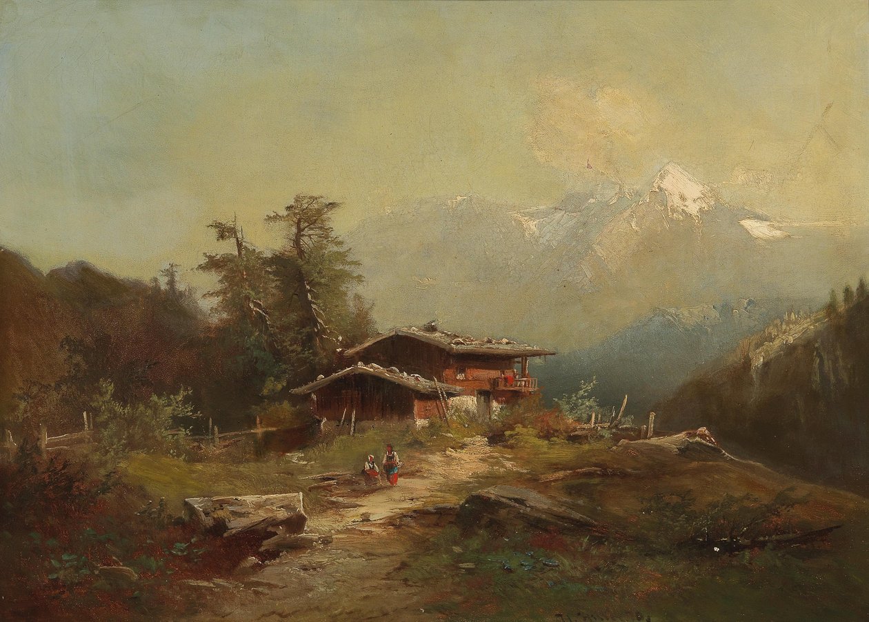 Alpenlandschap door Heinrich Hiller