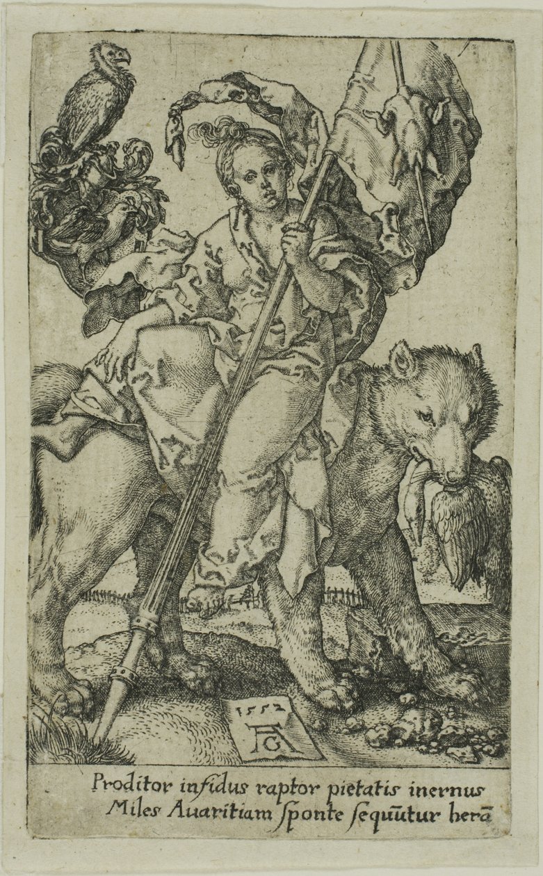 Hebzucht, uit de Ondeugden door Heinrich Aldegrever