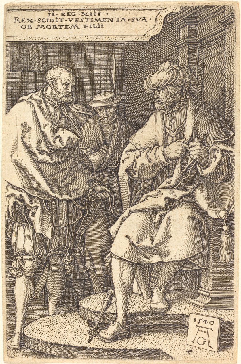 David Werpt Zijn Gewaden Af bij het Nieuws van de Dood van Zijn Zoon, 1540 door Heinrich Aldegrever