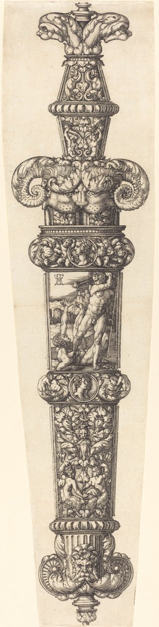 Ontwerp voor een Dolkschede met Kaïn en Abel, 1539 door Heinrich Aldegrever