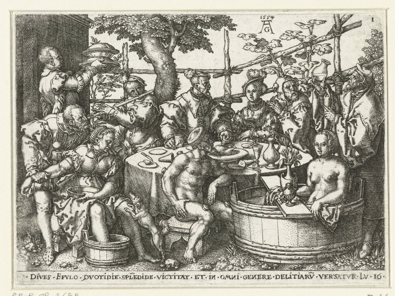 Feestmaal van de rijke man door Heinrich Aldegrever