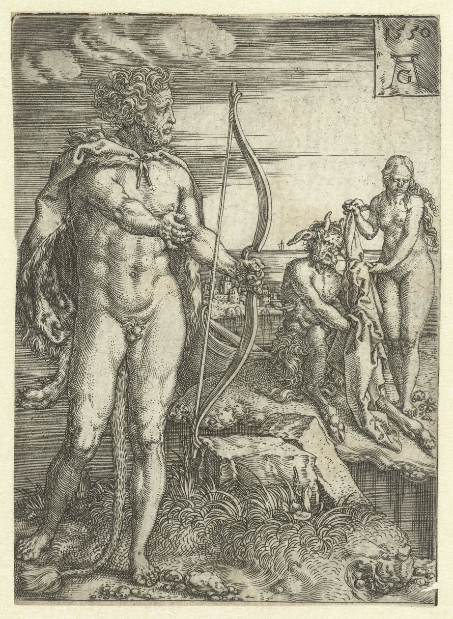 Hercules redt Deïanira van Nessus door Heinrich Aldegrever