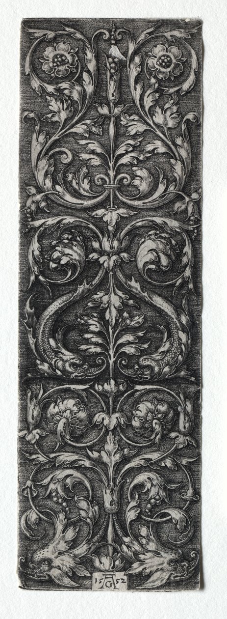 Ornamentontwerp met vissen door Heinrich Aldegrever