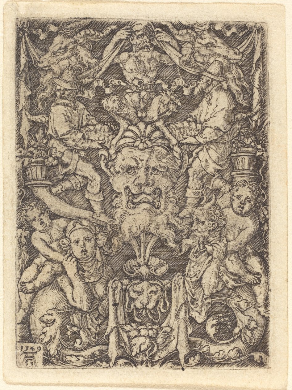 Ornament met masker door Heinrich Aldegrever