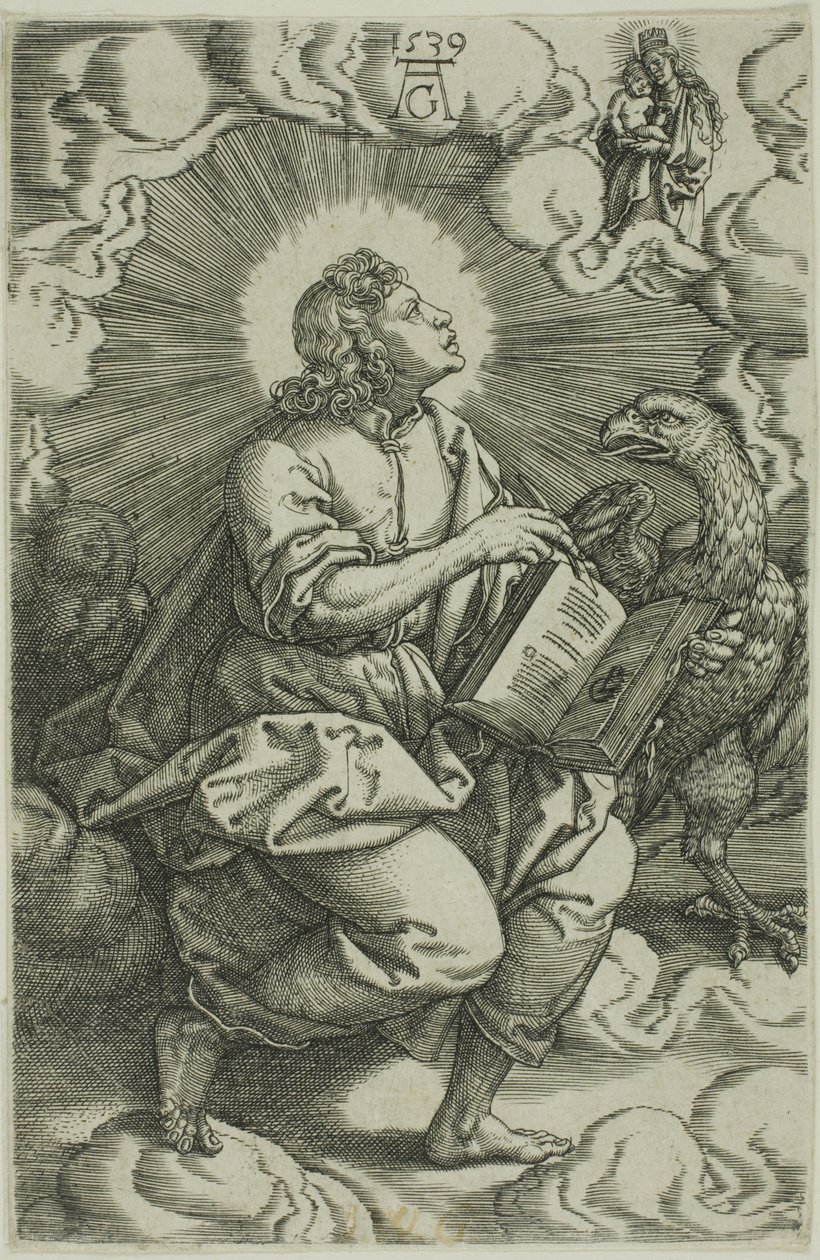 St. Johannes, uit De Vier Evangelisten door Heinrich Aldegrever