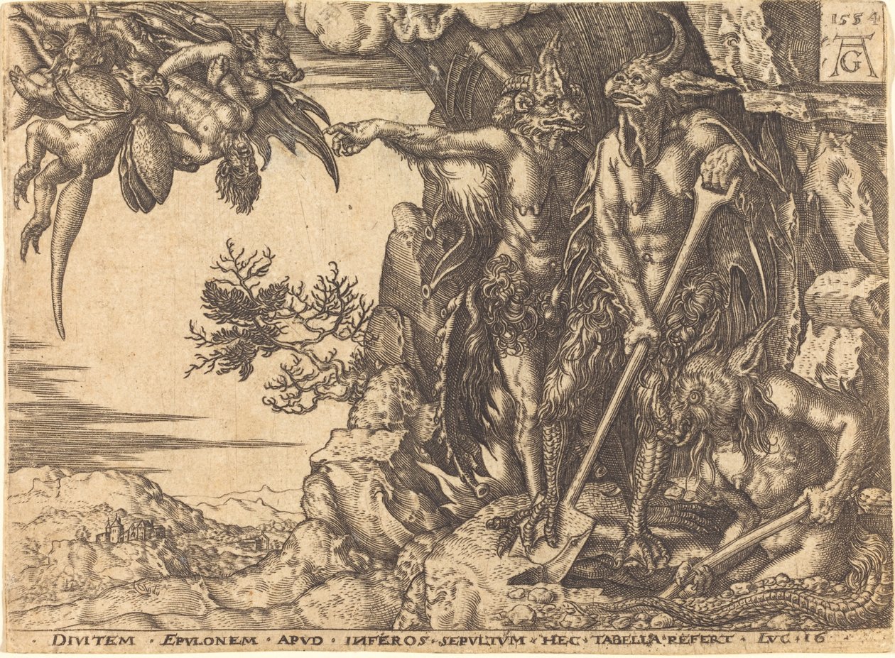 De rijke man die door de duivel wordt meegenomen door Heinrich Aldegrever