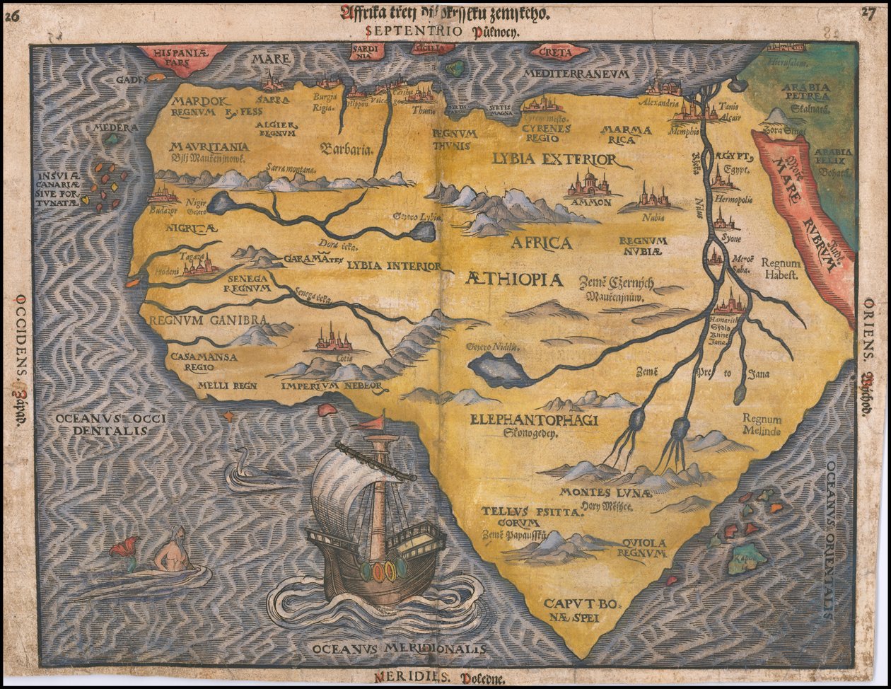 1592 kaart van Afrika in het Tsjechisch door Heinrich Bünting door Heinrich Bünting