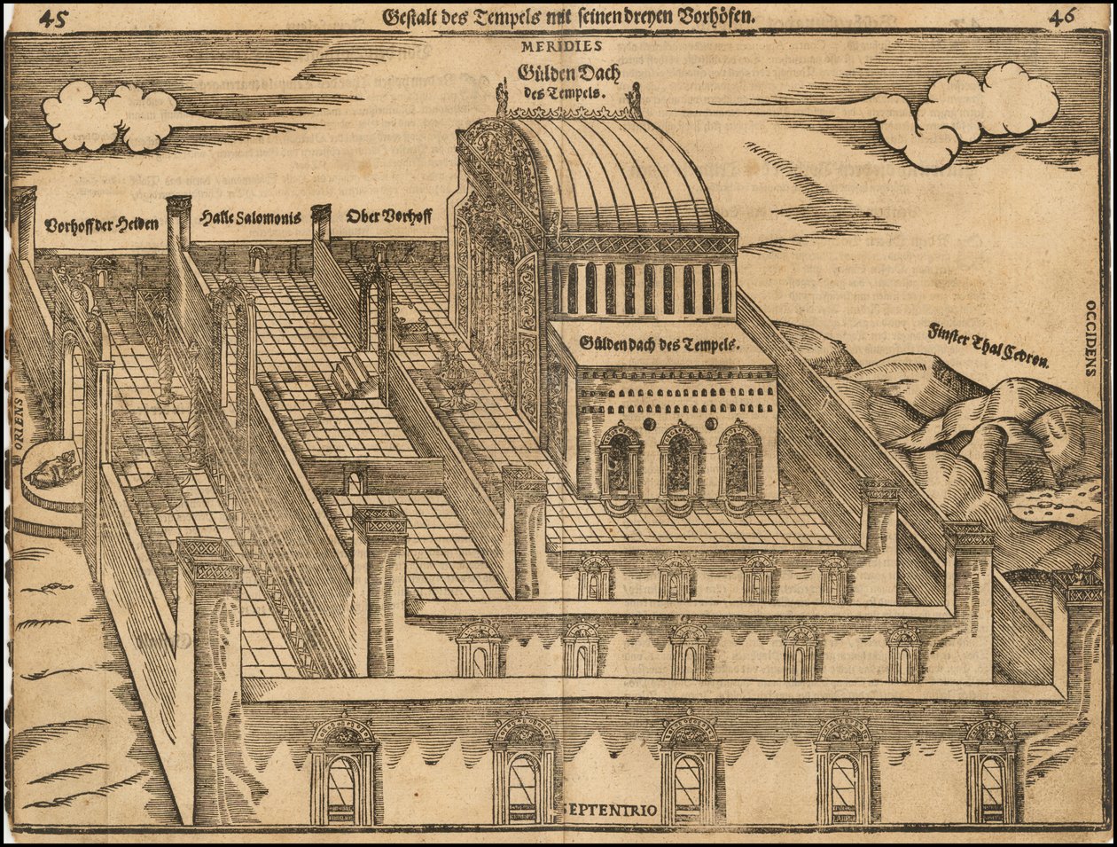 Gezicht van Heinrich Bünting op de Tempel van Salomo door Heinrich Bünting