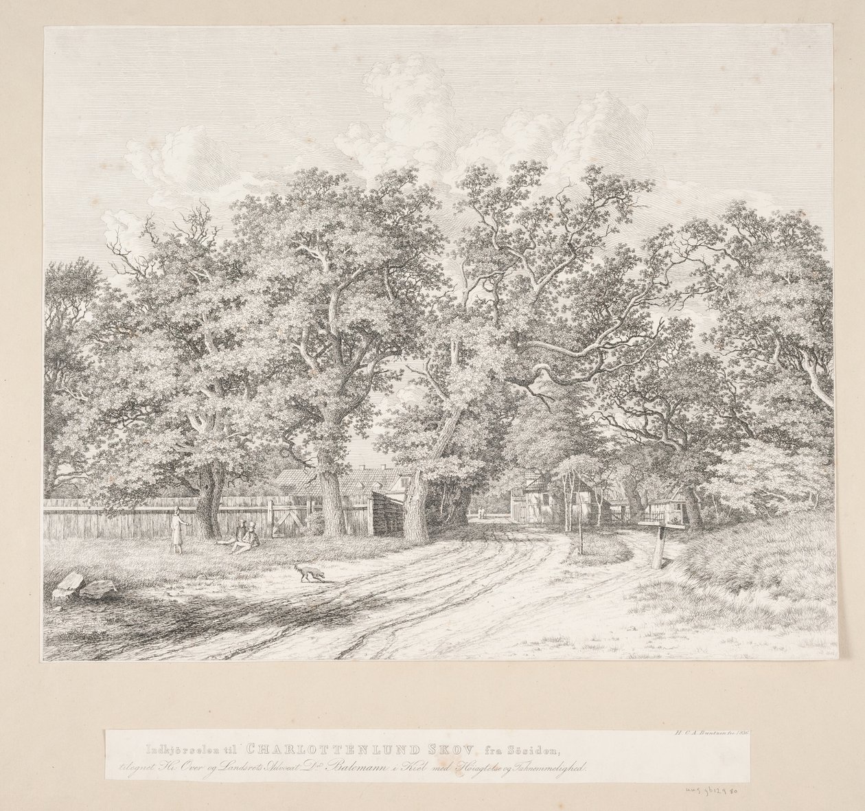 De ingang van Charlottenlund Bos vanaf de zeezijde door Heinrich Buntzen