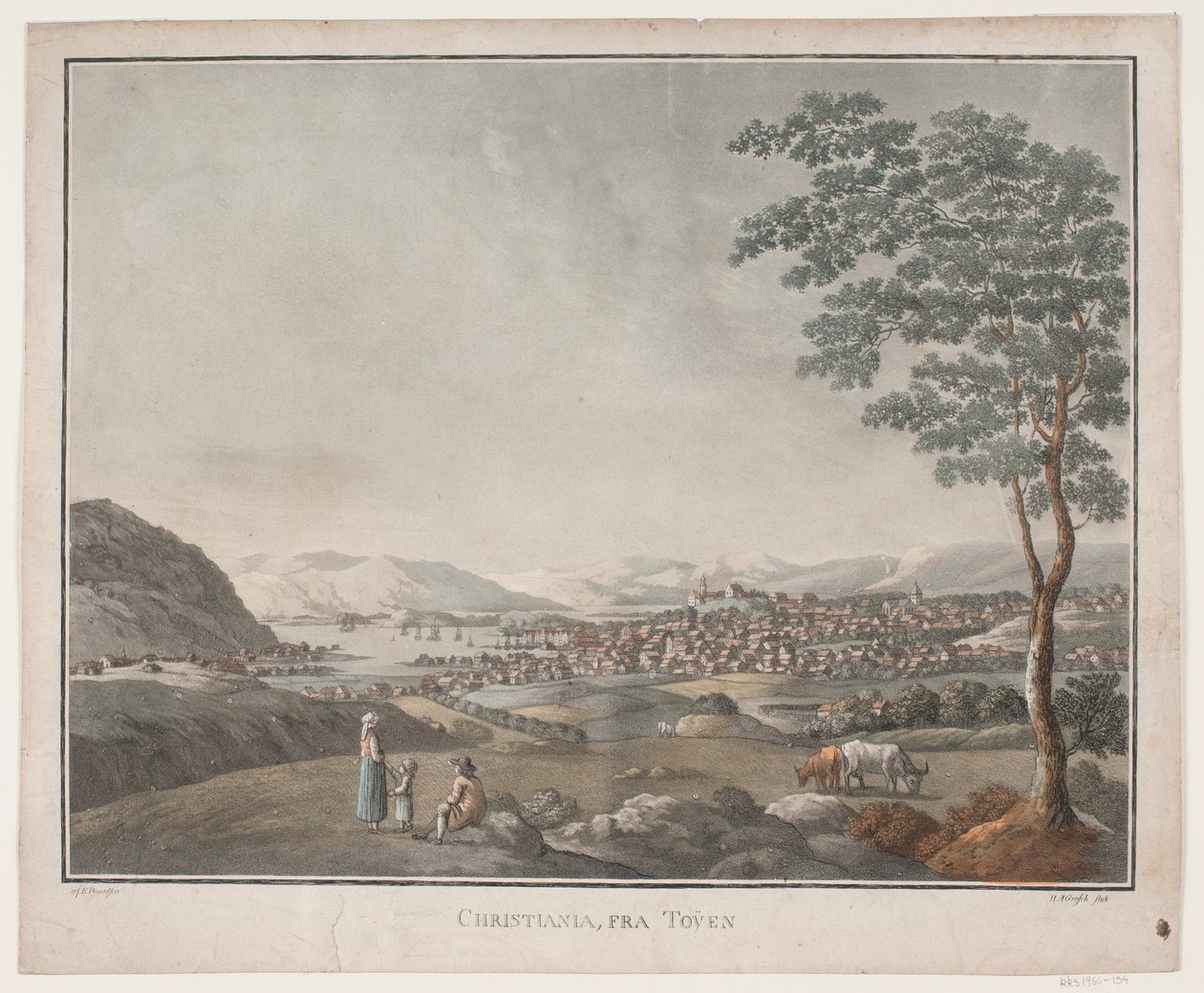 Christiania, vanaf Tøyen door Heinrich Grosch