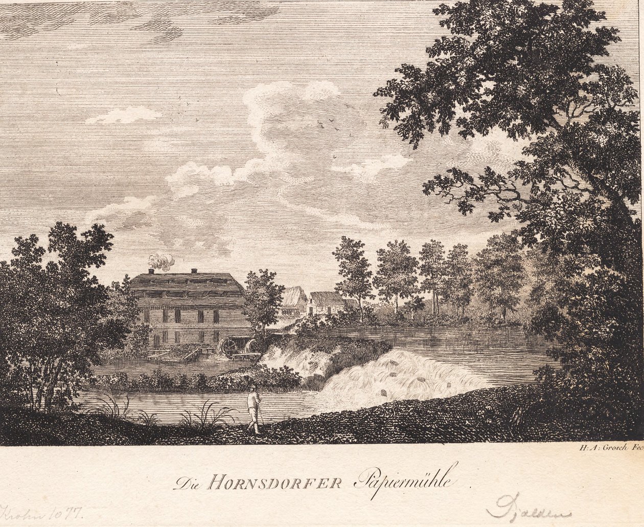 De Hornsdorfer Papiermolen door Heinrich Grosch