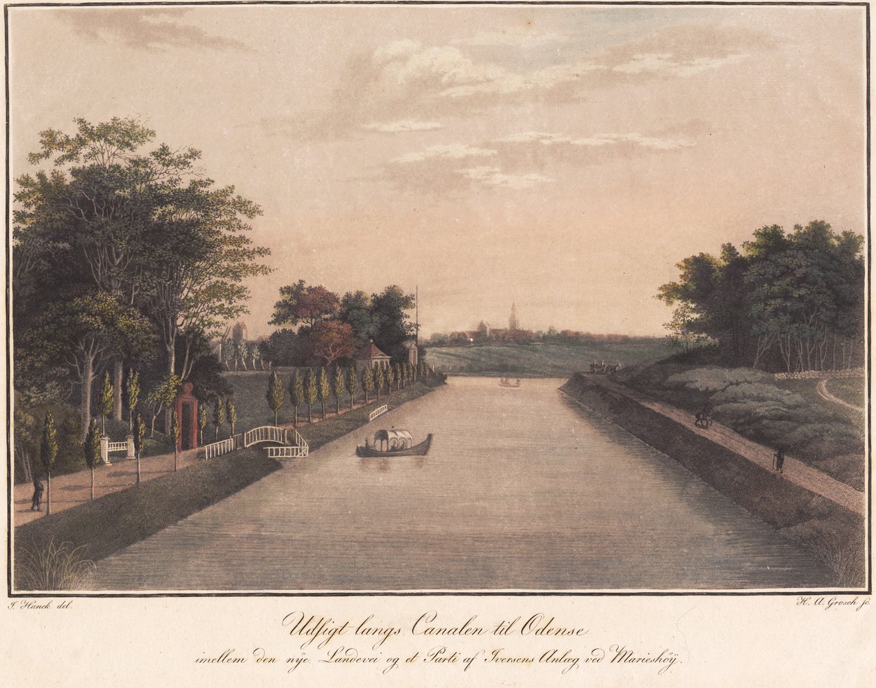 Uitzicht langs het kanaal naar Odense door Heinrich Grosch