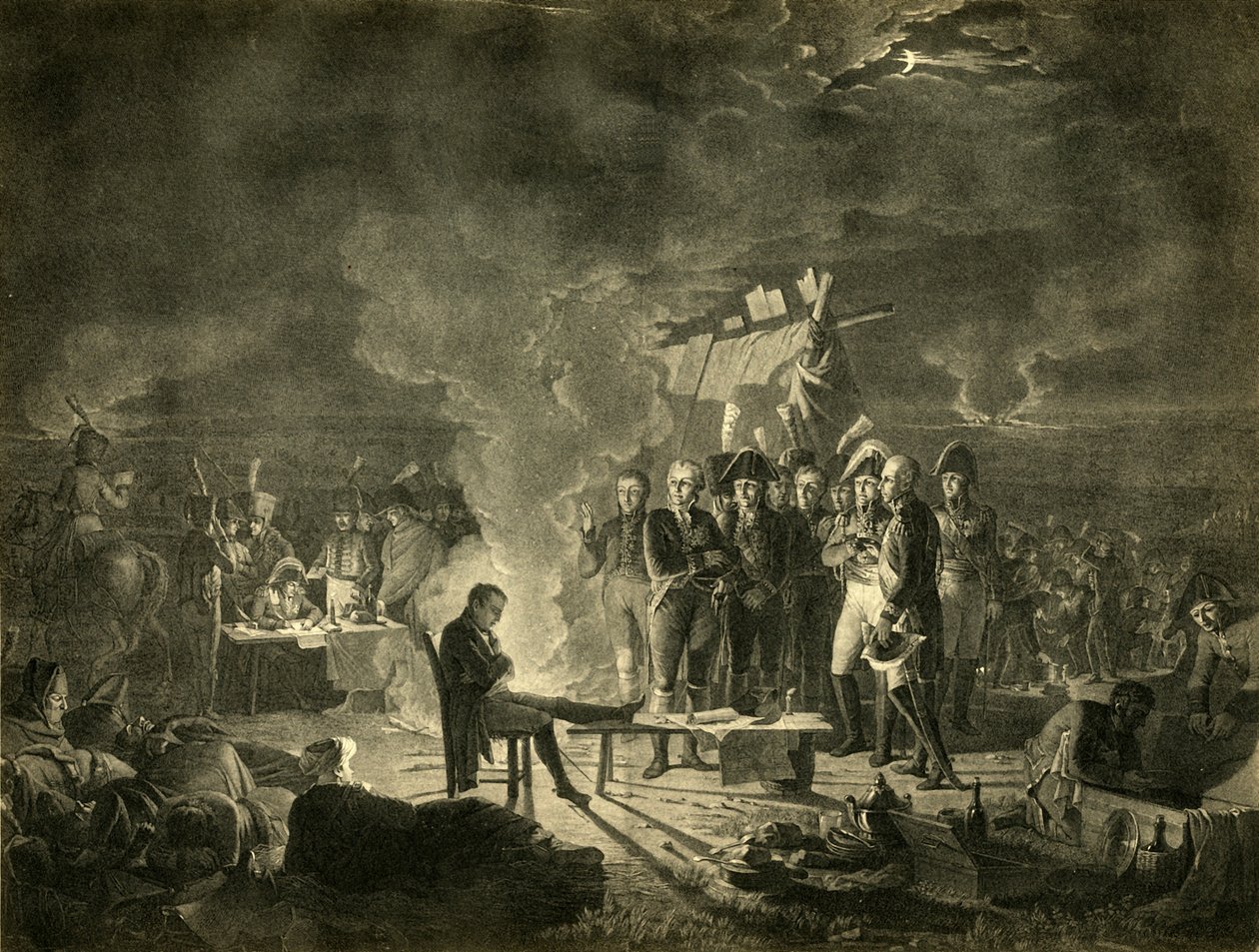Napoleons bivak op het slagveld van Wagram tijdens de nacht van 5-6 juli 1809, 1921 door Heinrich Guttenberg