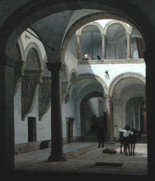 Binnenplaats van het Palazzo Fava, Bologna door Heinrich Hansen