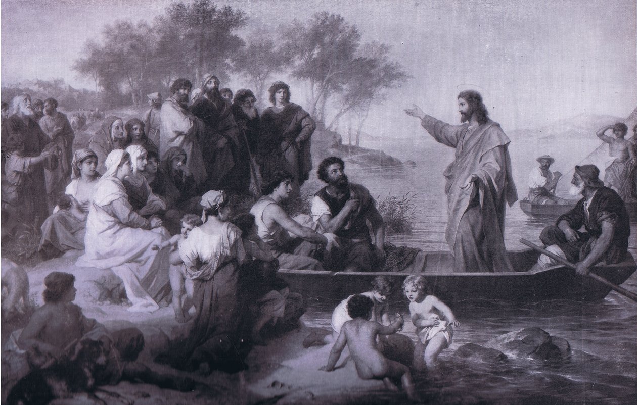 Christus predikt op het Meer van Galilea, Bibbys Annual, 1916-1917 door Heinrich Karl Hofmann
