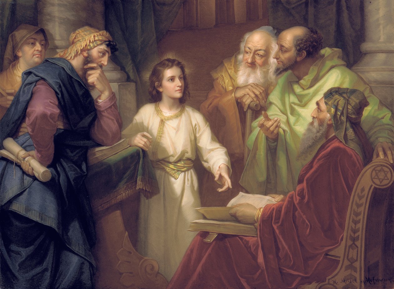 Plaquette met Christus in de tempel door Heinrich Karl Hofmann