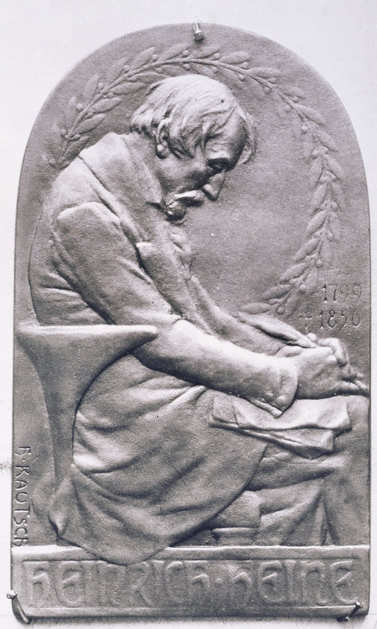 Portretmedaillon van Heinrich Heine (1797-1856) door Heinrich Kautsch