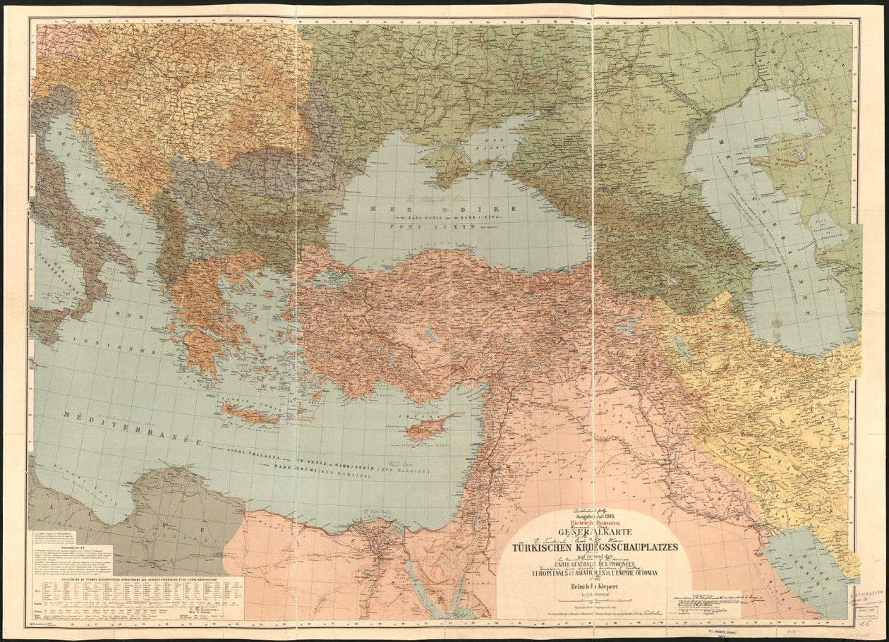 Algemene kaart van het Turkse oorlogstoneel - gebaseerd op de Carte Generale des Provinces Europeennes et Asiatiques de L