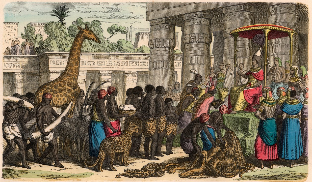Oud Egypte: Ethiopiërs brengen hun eerbetoon aan de Farao door Heinrich Leutemann