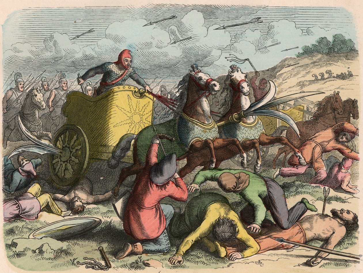Oude Oriënt, Perzische oorlogswagen tijdens een gevecht door Heinrich Leutemann