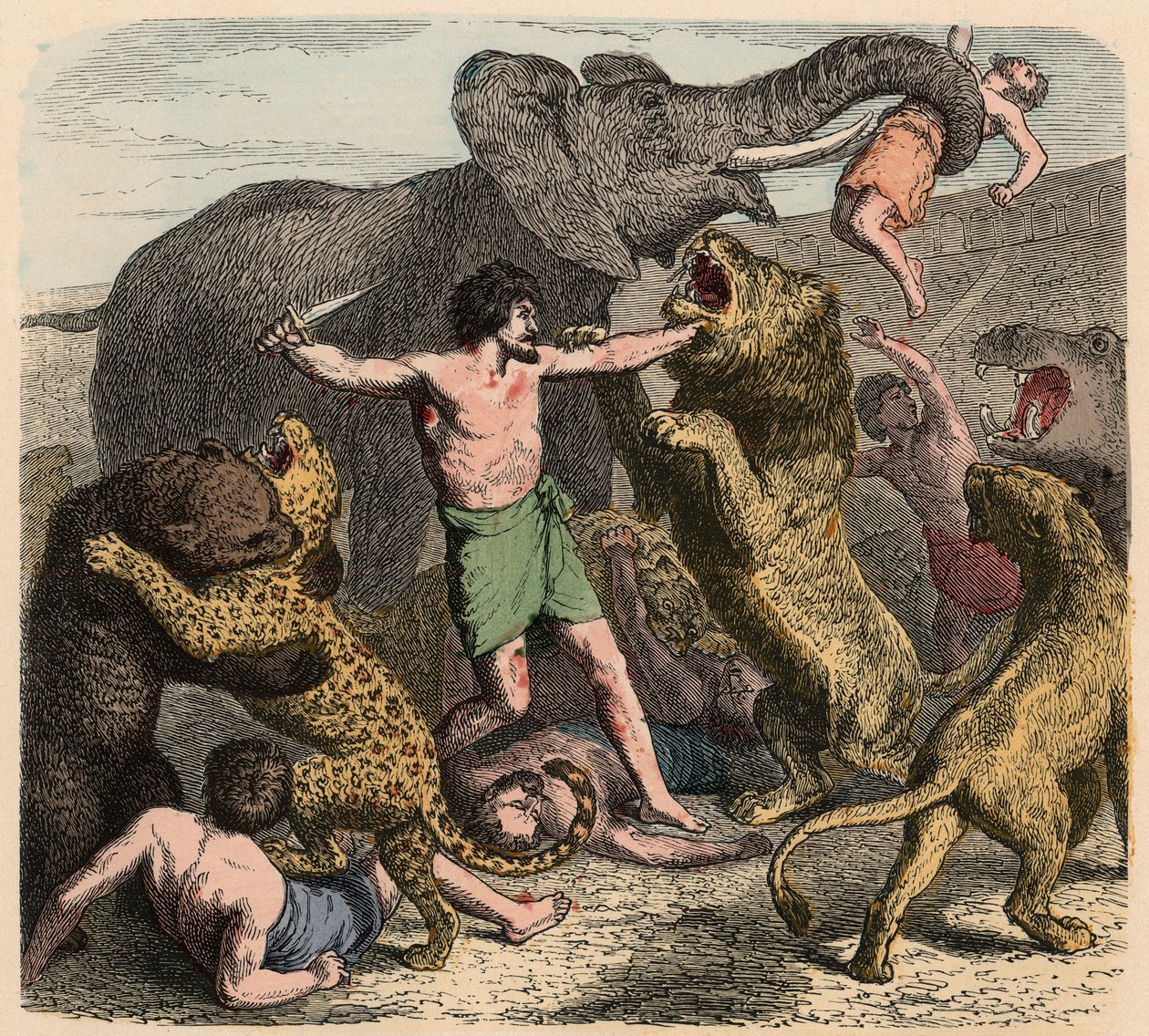 Oud Rome: Criminelen aangevallen door wilde dieren, 1866 door Heinrich Leutemann