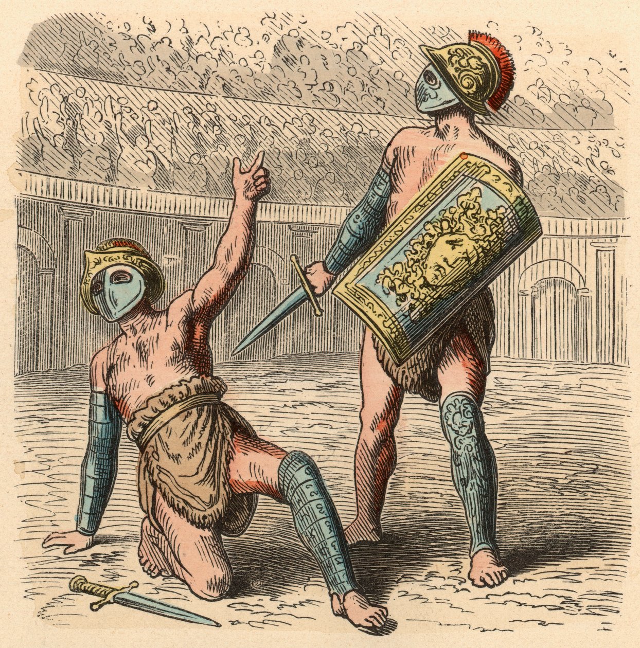 Oud Rome: Gladiatorengevechten in amfitheater door Heinrich Leutemann