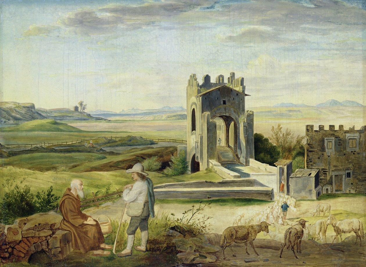 Campagna Landschap bij de Nomentano Brug door Heinrich Maria von Hess