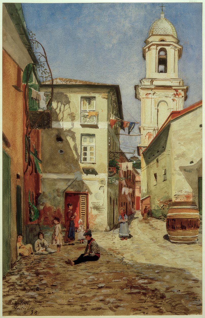 Straat in Sestri Levante door Heinrich Petersen Flensburg