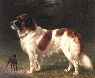 Een Sint-Bernard en een Miniatuur Pinscher door Heinrich Sperling