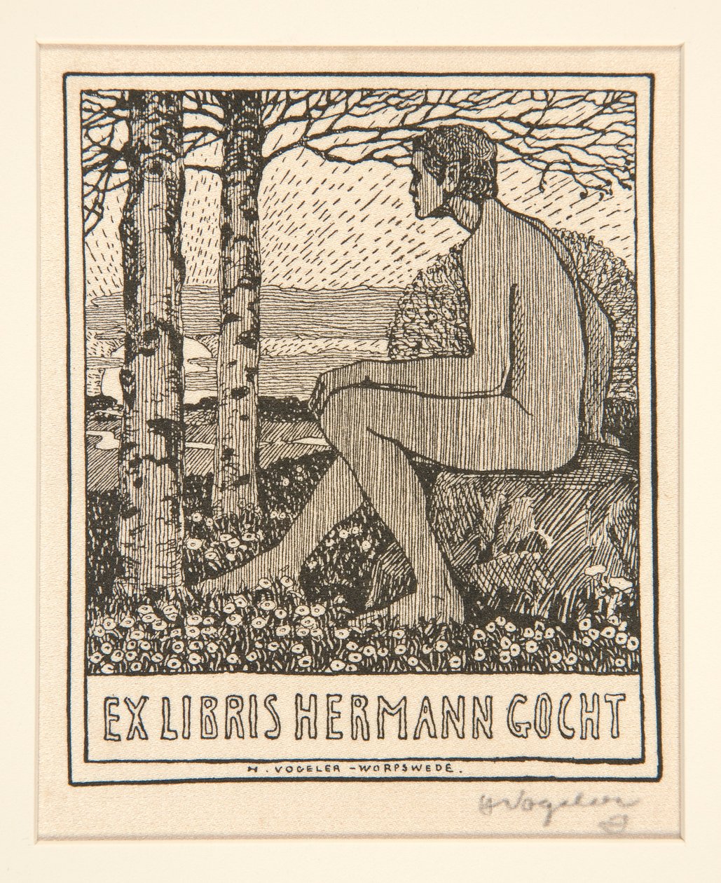 Boekplaat: Ex Libris Hermann Gocht door Heinrich Vogeler