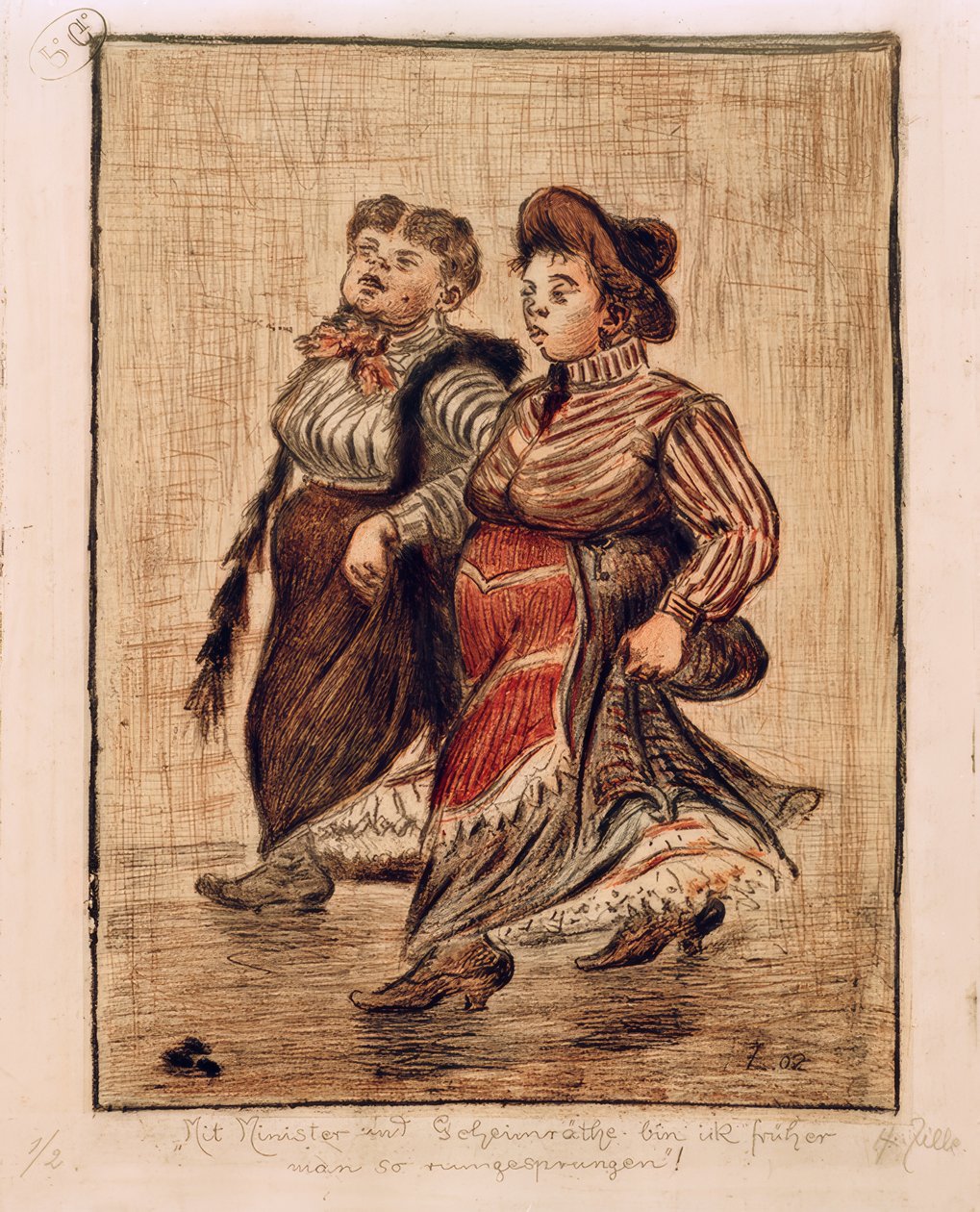 Twee straatmeisjes door Heinrich Zille