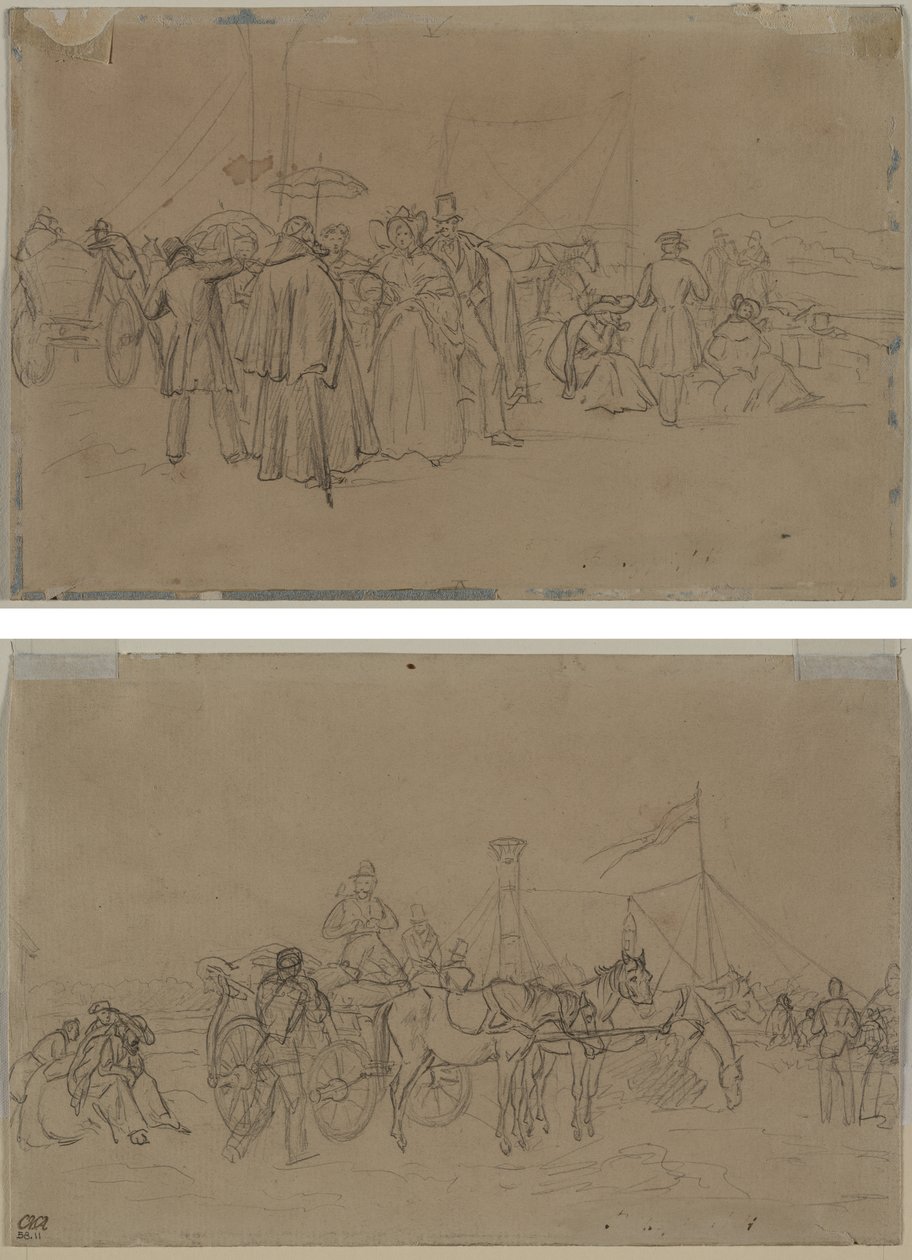 Passagiers voor Rijnstoomboot (recto) door Heinrich von Mayr
