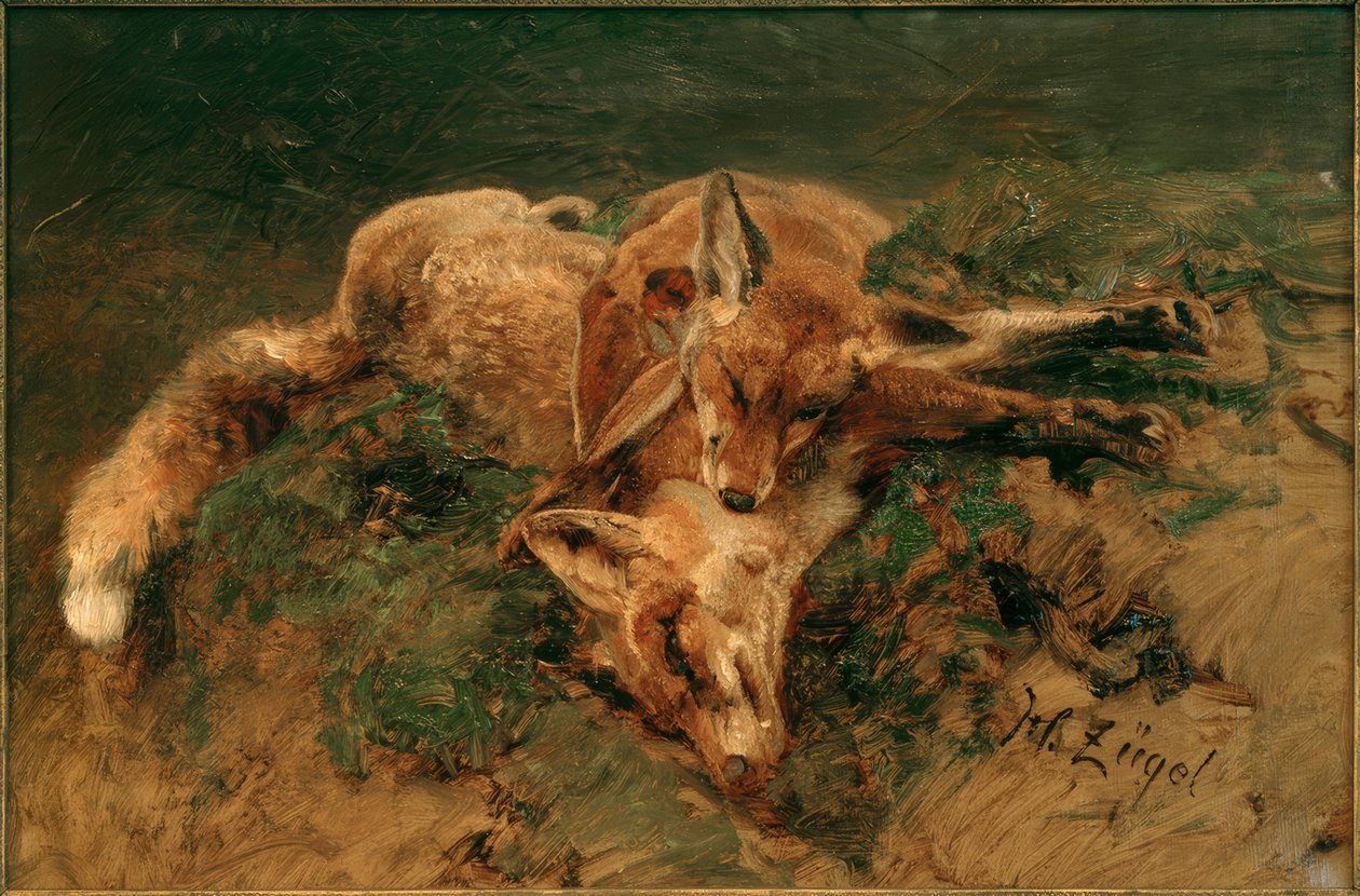Twee vossen door Heinrich von Zügel