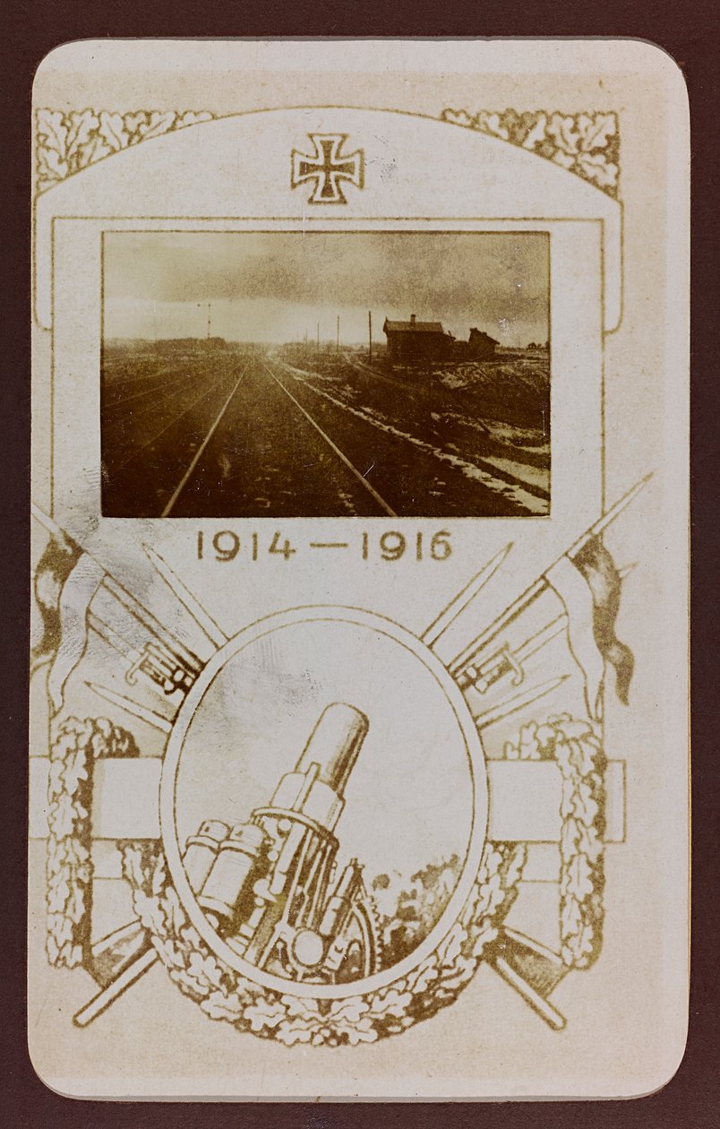 Eerste Wereldoorlog: Oekraïne in de jaren 1914-1916 tijdens de invasie van het Duitse leger. Spoorwegen door Heldenfriedhof Dsessentniki (attr. to)