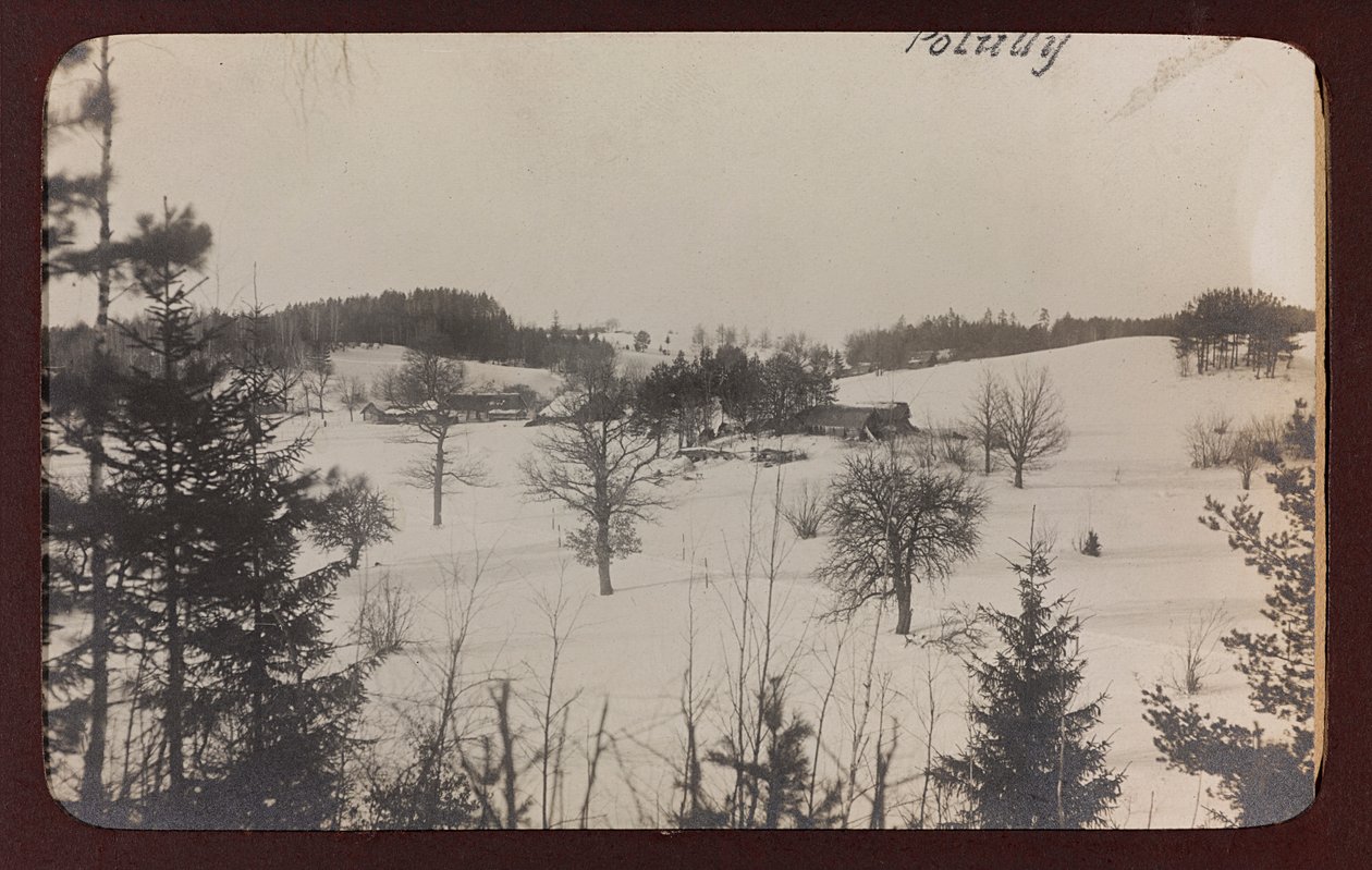 Eerste Wereldoorlog: Oekraïne in de jaren 1914-1916 tijdens de invasie van het Duitse leger. Uitzicht met sneeuw door Heldenfriedhof Dsessentniki (attr. to)