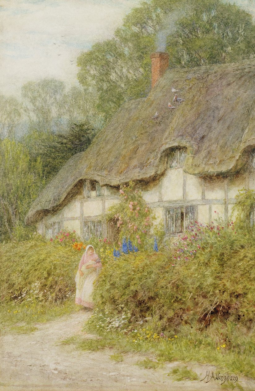 Een cottage in Wiltshire door Helen Allingham