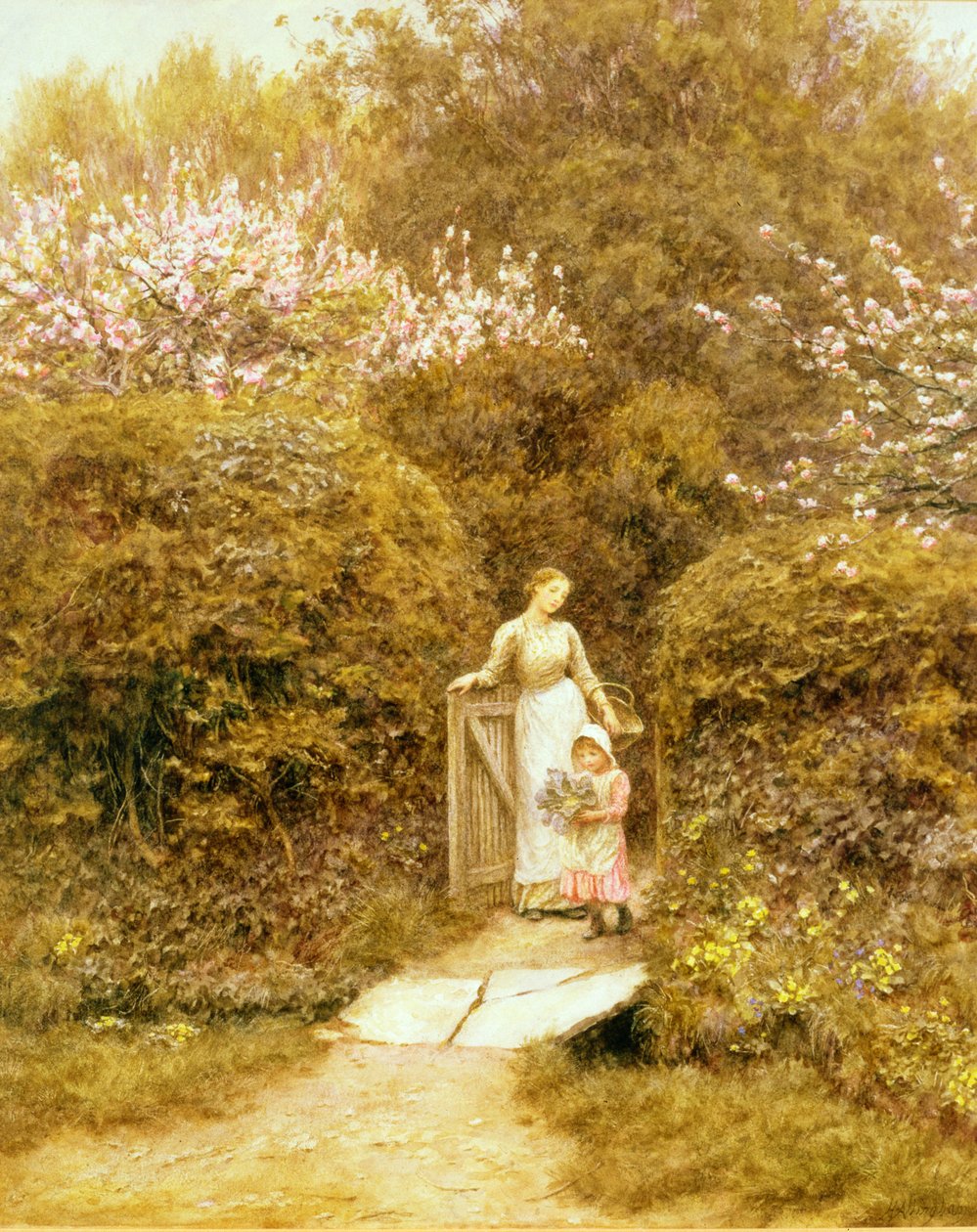 Bij het huisje door Helen Allingham